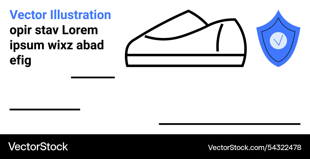 Shoe outline shield and text elements in simple Vector Image