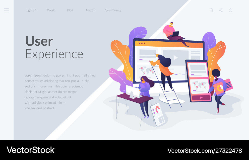 Web design development landing page template Web design development landing page template vector image