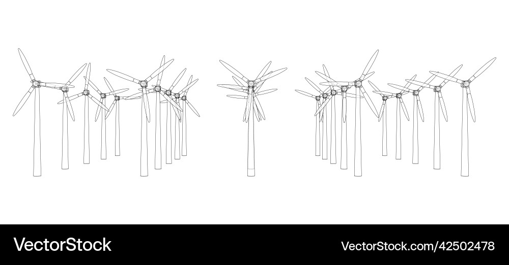 Wind turbines rendering of 3d Wind turbines rendering of 3d Vector Image