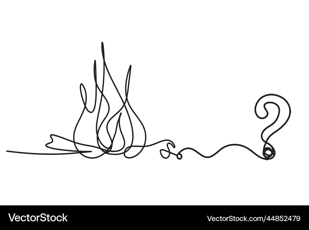 Abstract fire with question mark as line drawing Abstract fire with question mark as line drawing Vector Image