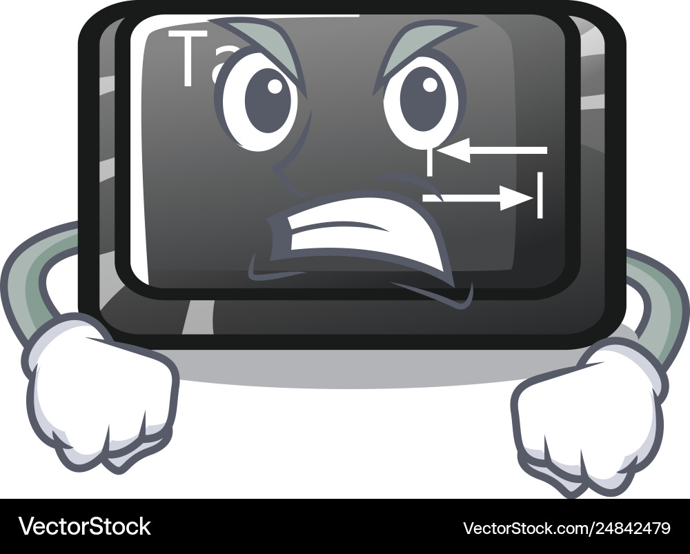 Angry tab button attached to cartoon keyboard Vector Image