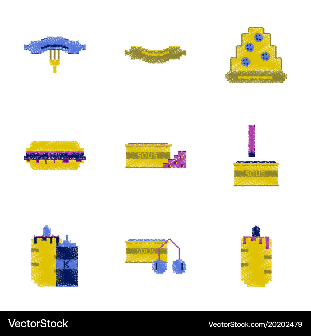 Assembly of flat shading style pixel icon fast vector image