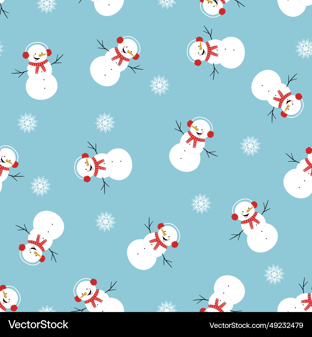Christmas seamless pattern with smiling snowman Christmas seamless pattern with smiling snowman vector image