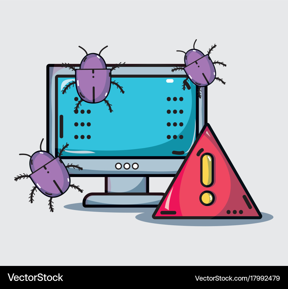 Computer with virus in the system information vector image