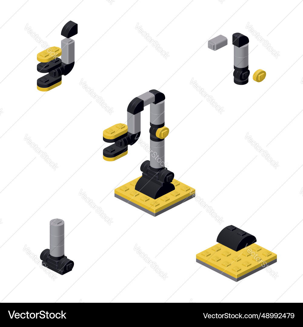 Concept with a robot hand in isometric style Concept with a robot hand in isometric style vector image