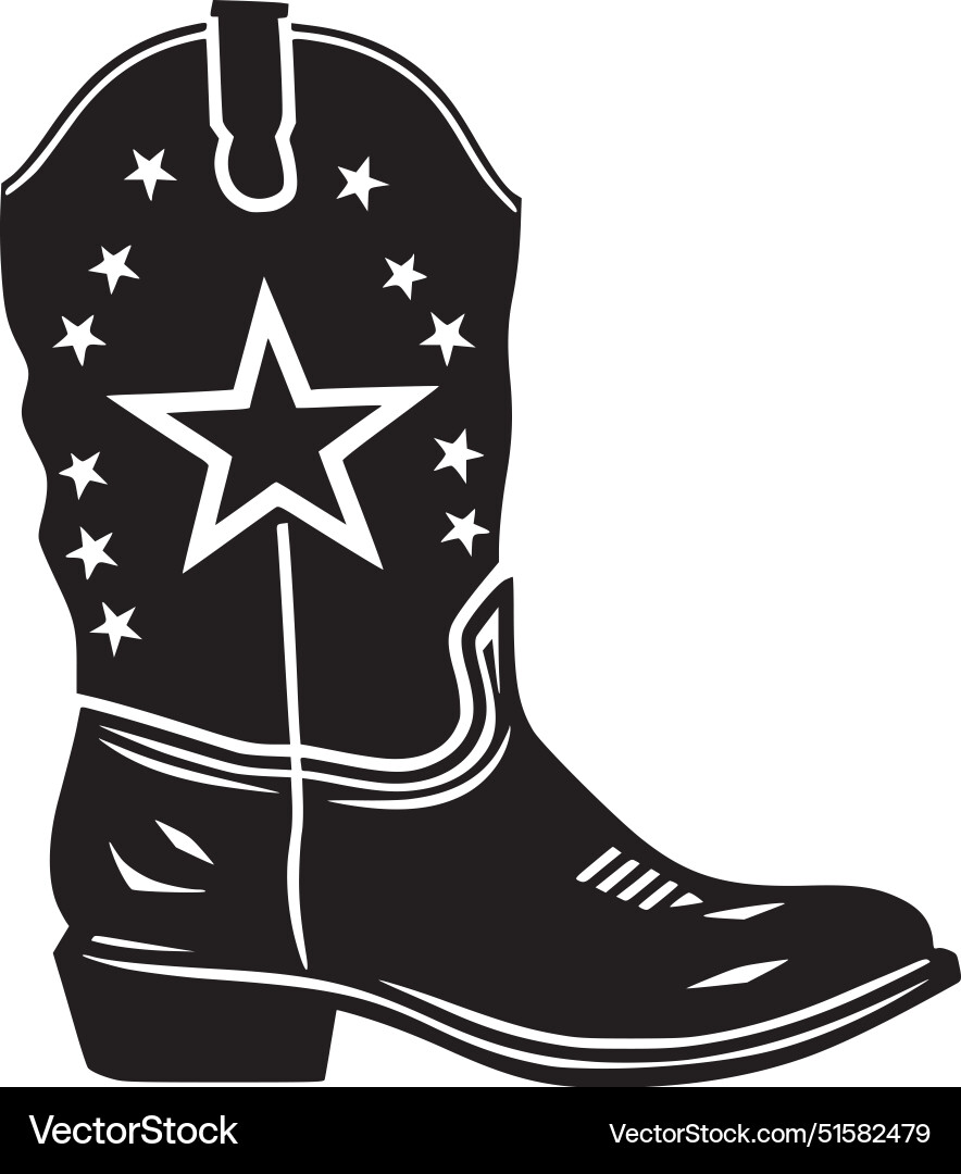 Cowboy Boot - schwarz und weiß isoliert Icon Cowboy Boot - schwarz und weiß isoliert Icon vektorbild