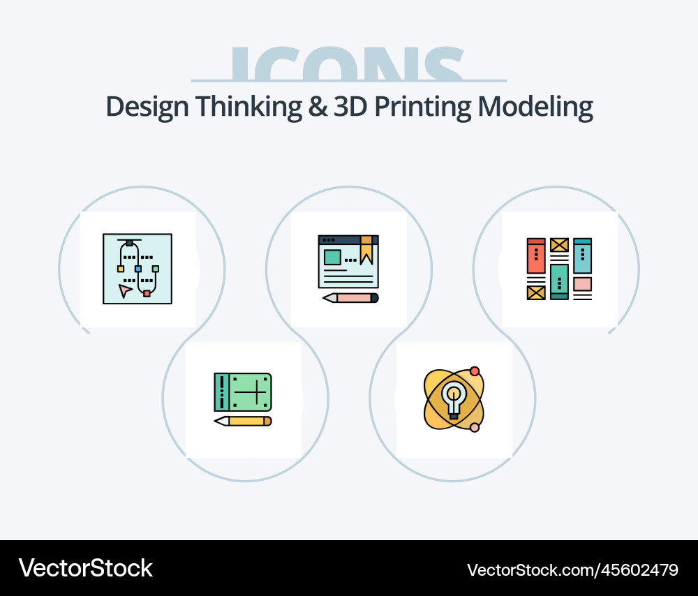 Design thinking and d printing modeling line vector image