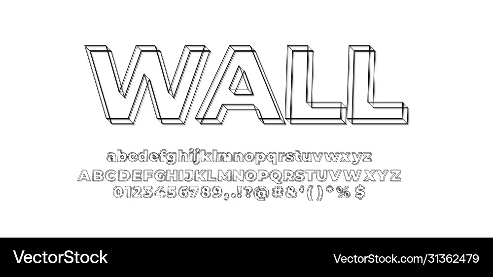 Font style 3d line black design template vector image