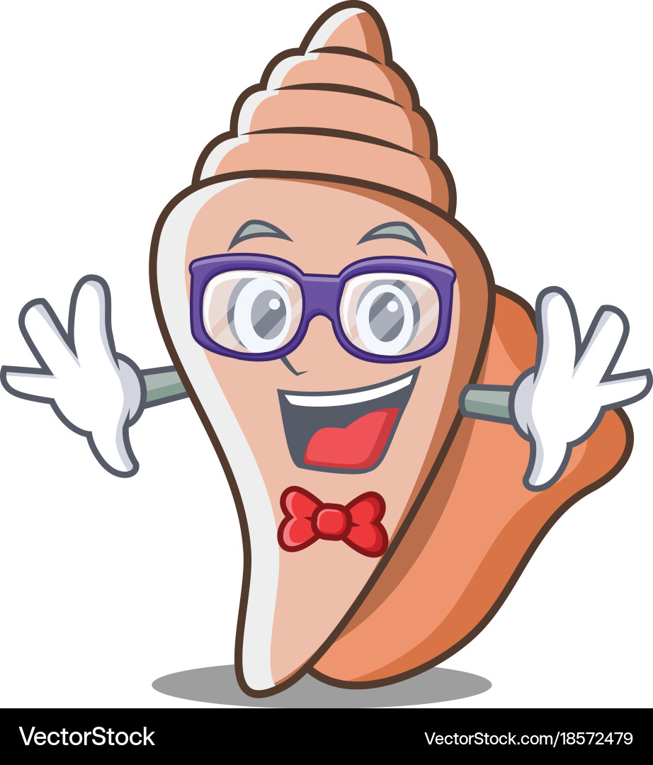Geek cute shell character cartoon Vector Image