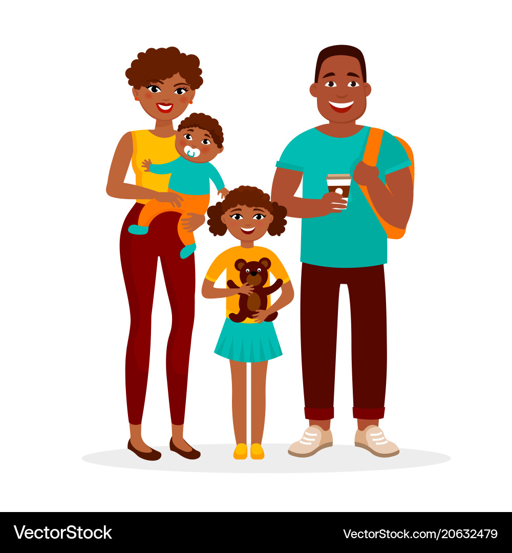 Junge afrikanische amerikanische Familie zusammen stehen Junge afrikanische amerikanische Familie zusammen stehen vektorbild