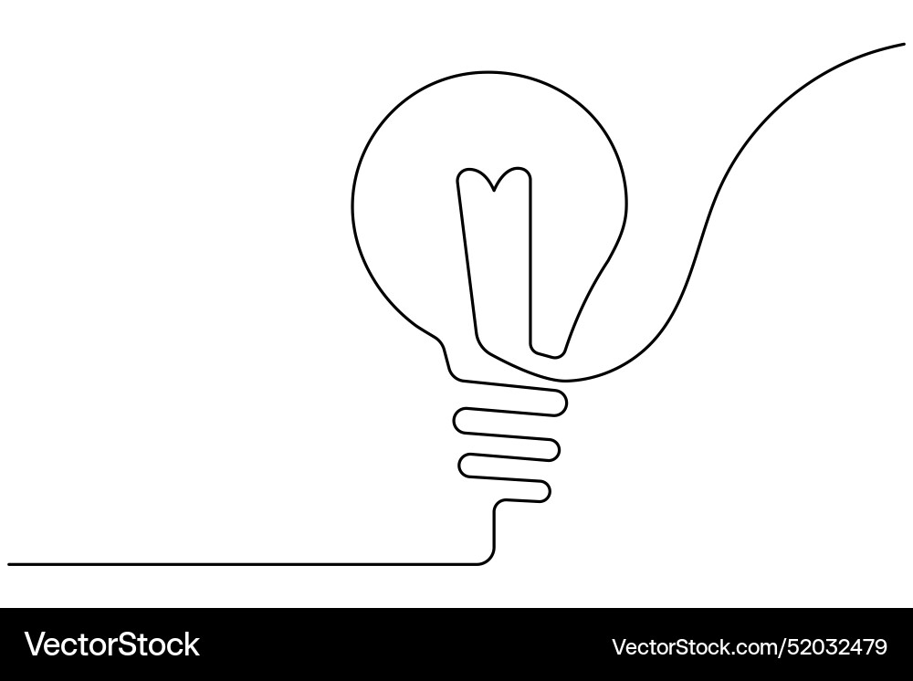 Light bulb continuous one line drawing vector image