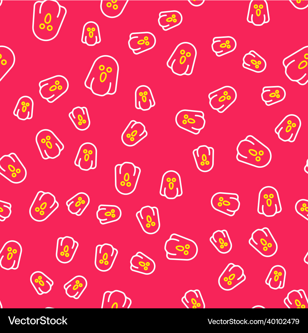 Line ghost icon isolated seamless pattern on red Line ghost icon isolated seamless pattern on red vector image
