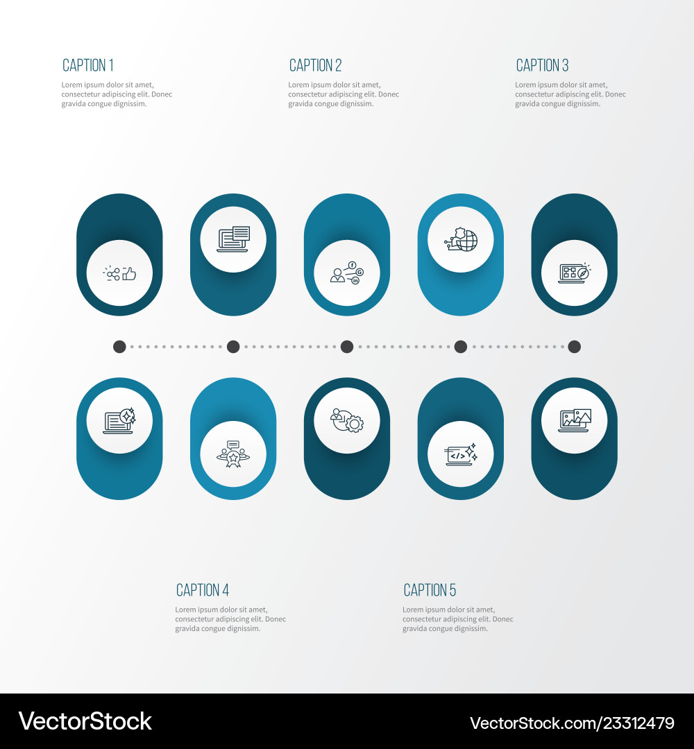 Optimization icons line style set with network Optimization icons line style set with network vector image