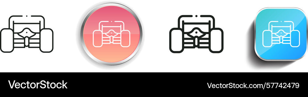 Racing car icon thin linear regular and button vector image