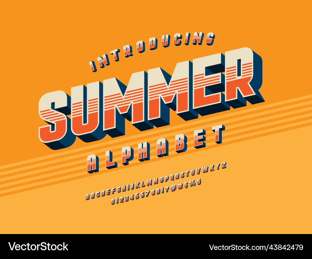 Retro Alphabet Font Set vector image