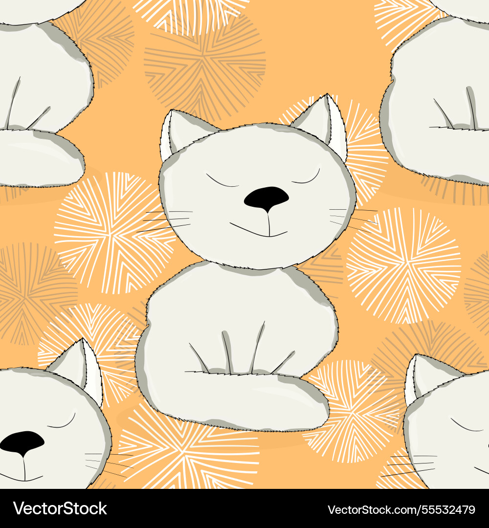 Seamless pattern with cute kitten print different Seamless pattern with cute kitten print different Vector Image
