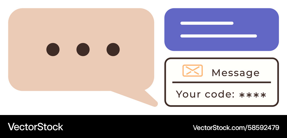 Secure message verification with code and chat Secure message verification with code and chat Vector Image