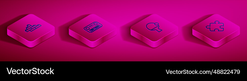 Set isometric line toy building block bricks Set isometric line toy building block bricks vector image