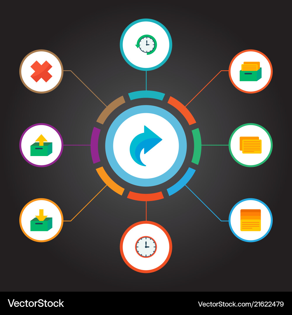 Set of project icons flat style symbols with log Set of project icons flat style symbols with log vector image