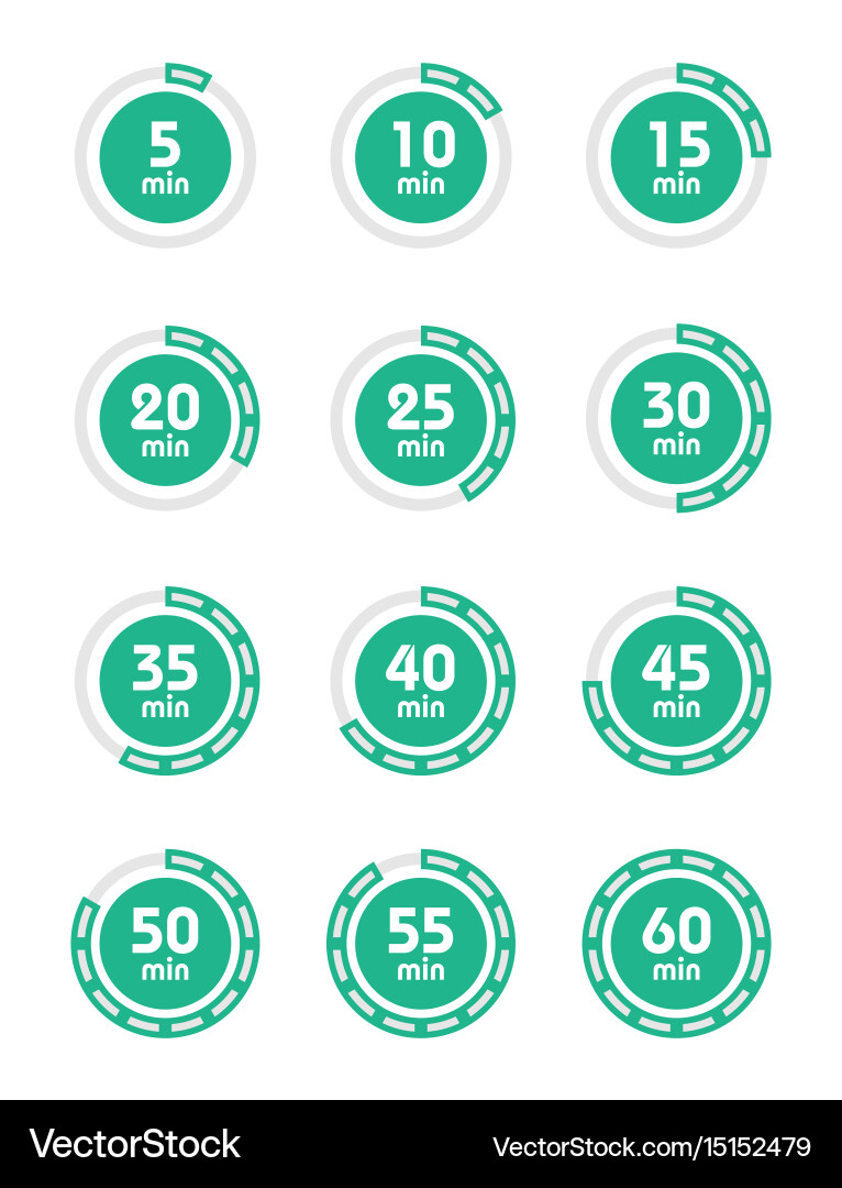 Set of timers sign icon full rotation arrow timer vector image