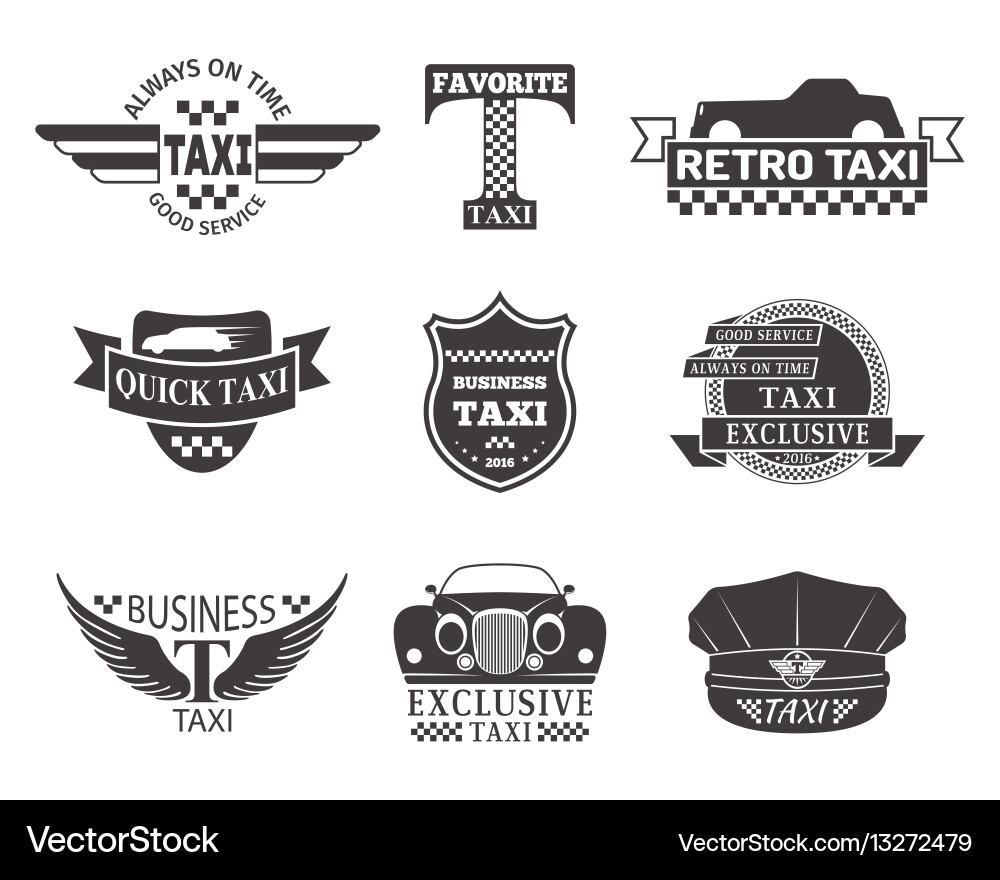 Taxi badge car service business sign template Vector Image