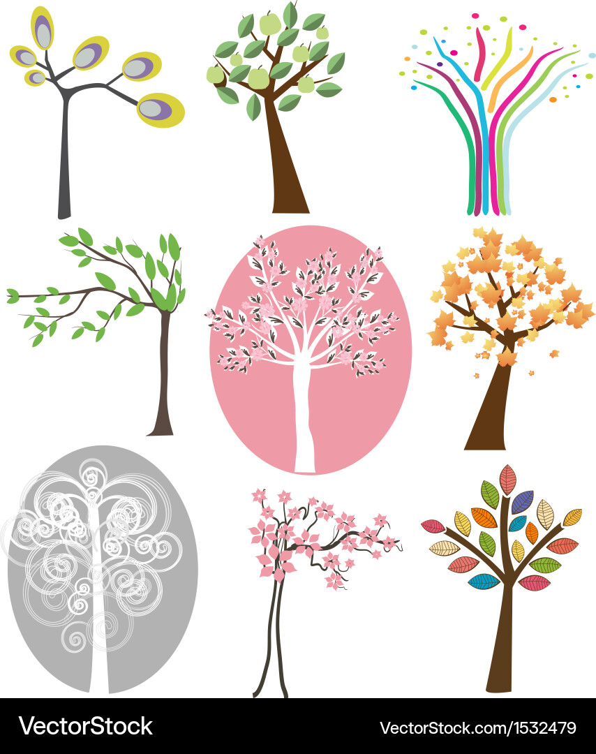 Trees set vector image