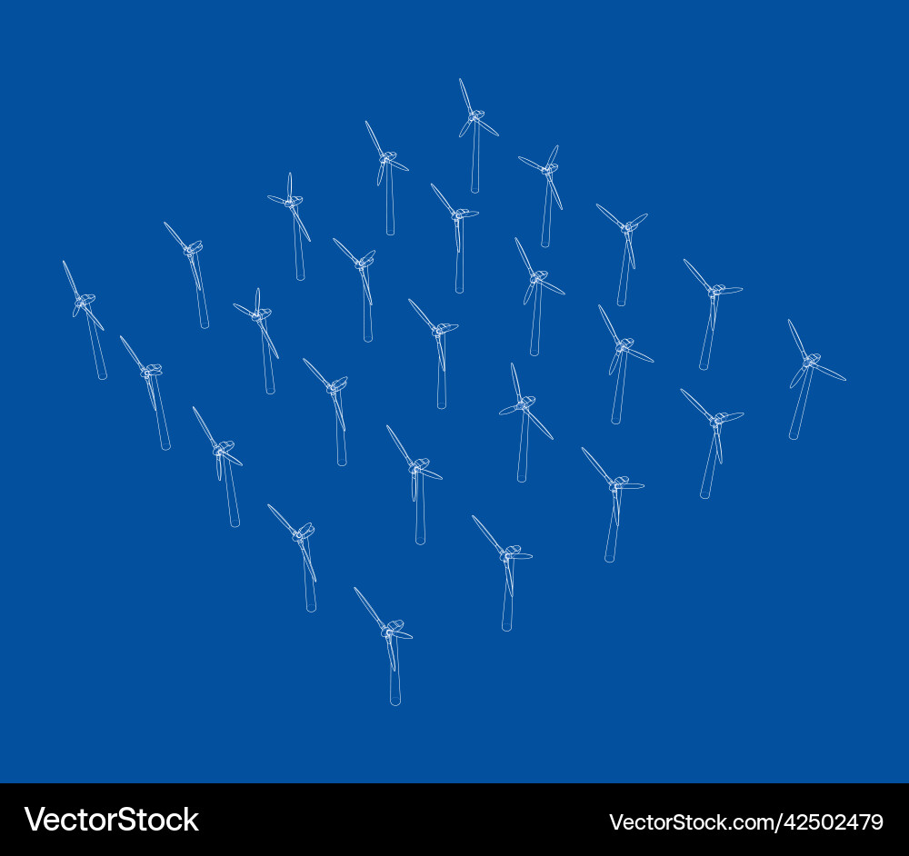 Wind turbines rendering of 3d Wind turbines rendering of 3d Vector Image