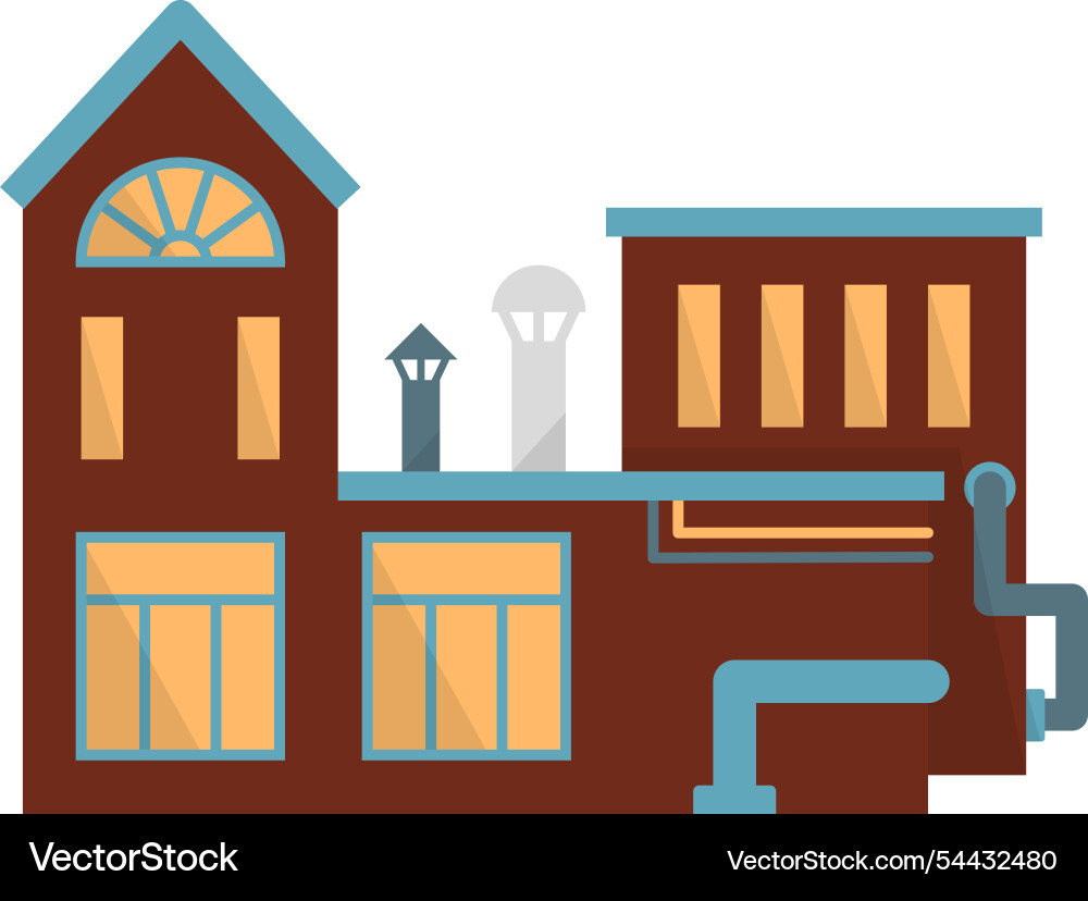 A large brick building with chimney on the roof A large brick building with chimney on the roof vector image