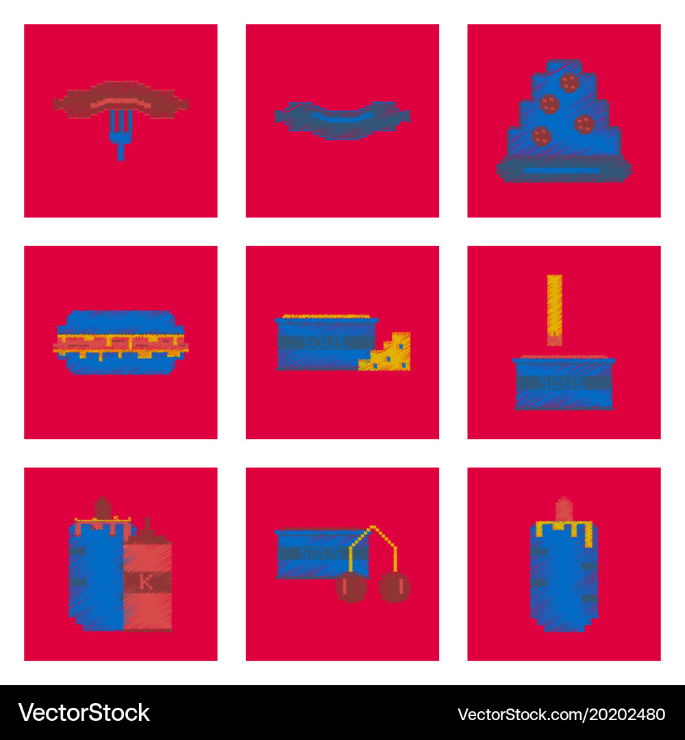 Assembly of flat shading style pixel icon fast vector image