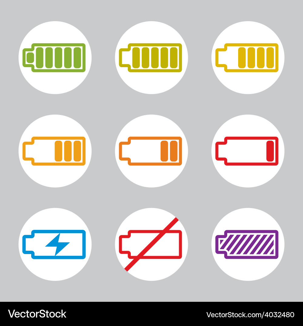 Battery charge indicator icons set simplistic vector image