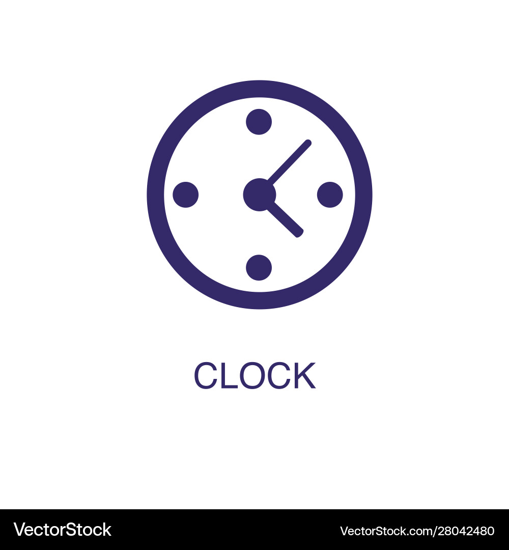 Clock element in flat simple style on white vector image