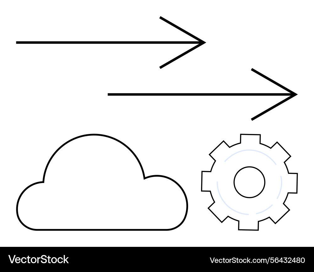 Cloud technology integration with data flow Cloud technology integration with data flow vector image