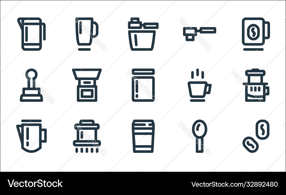 Coffee line icons linear set quality Coffee line icons linear set quality vector image