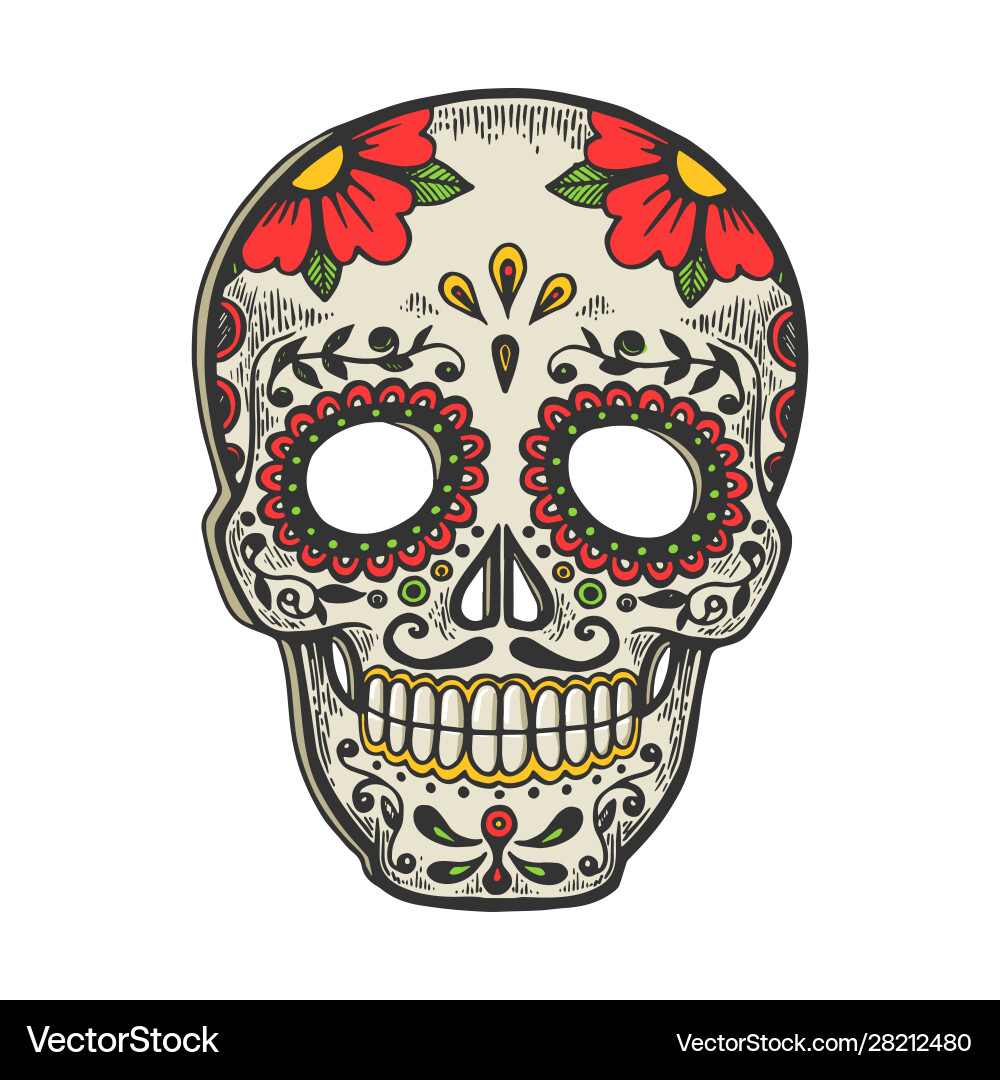 Day of the Dead Skull Sketch Vector Image