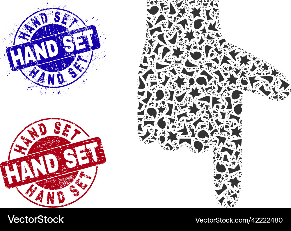 Hand pointer down mosaic of fractions with Hand pointer down mosaic of fractions with vector image