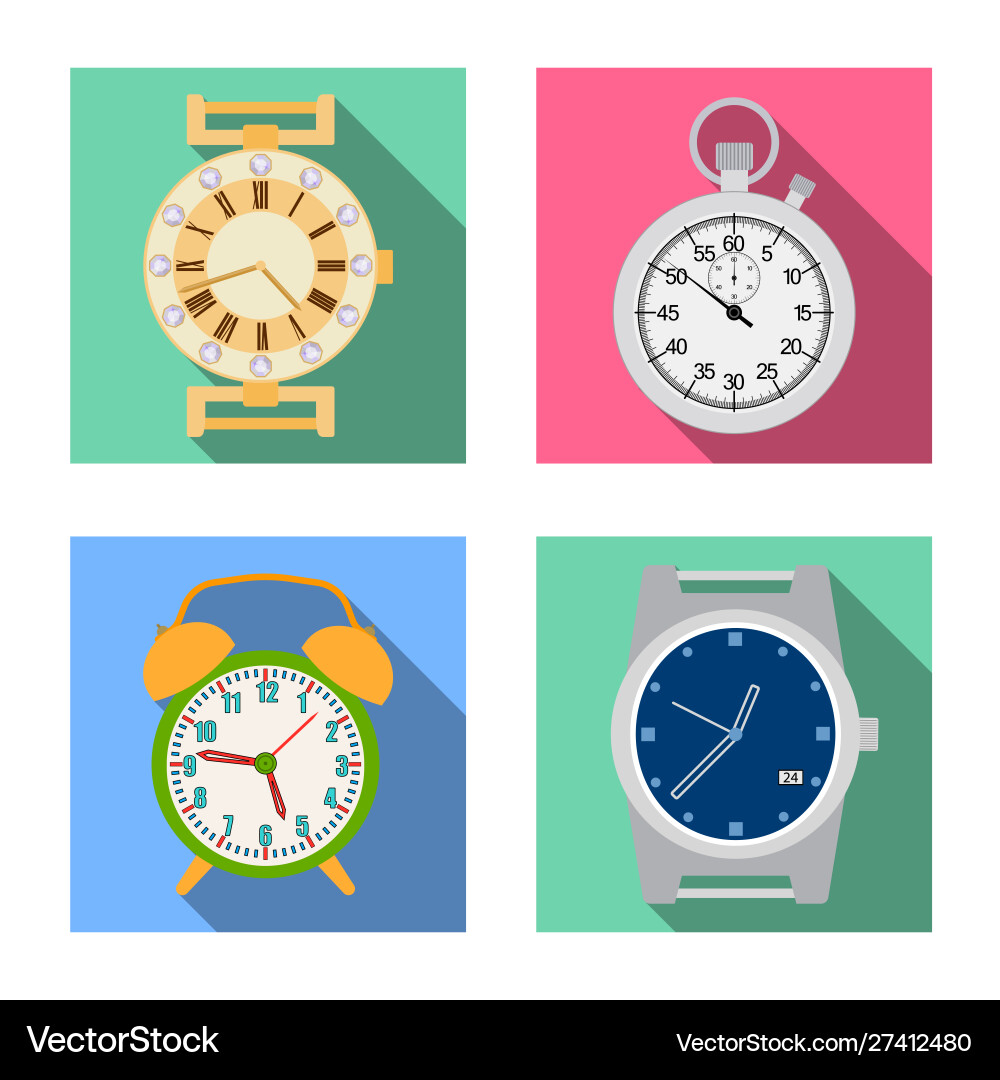 Isolated object clock and time symbol set Isolated object clock and time symbol set vector image