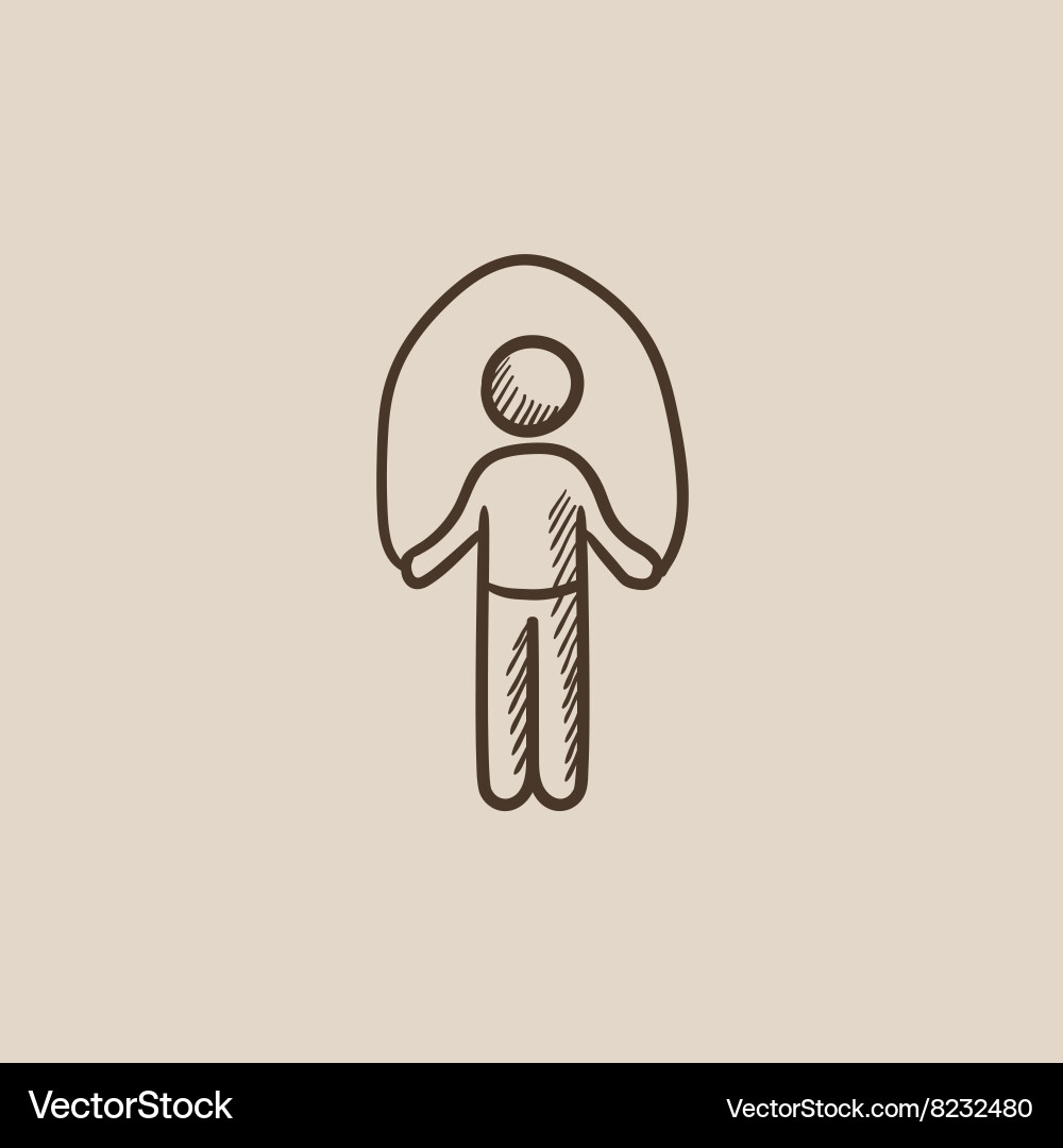Man exercising with skipping rope sketch icon vector image