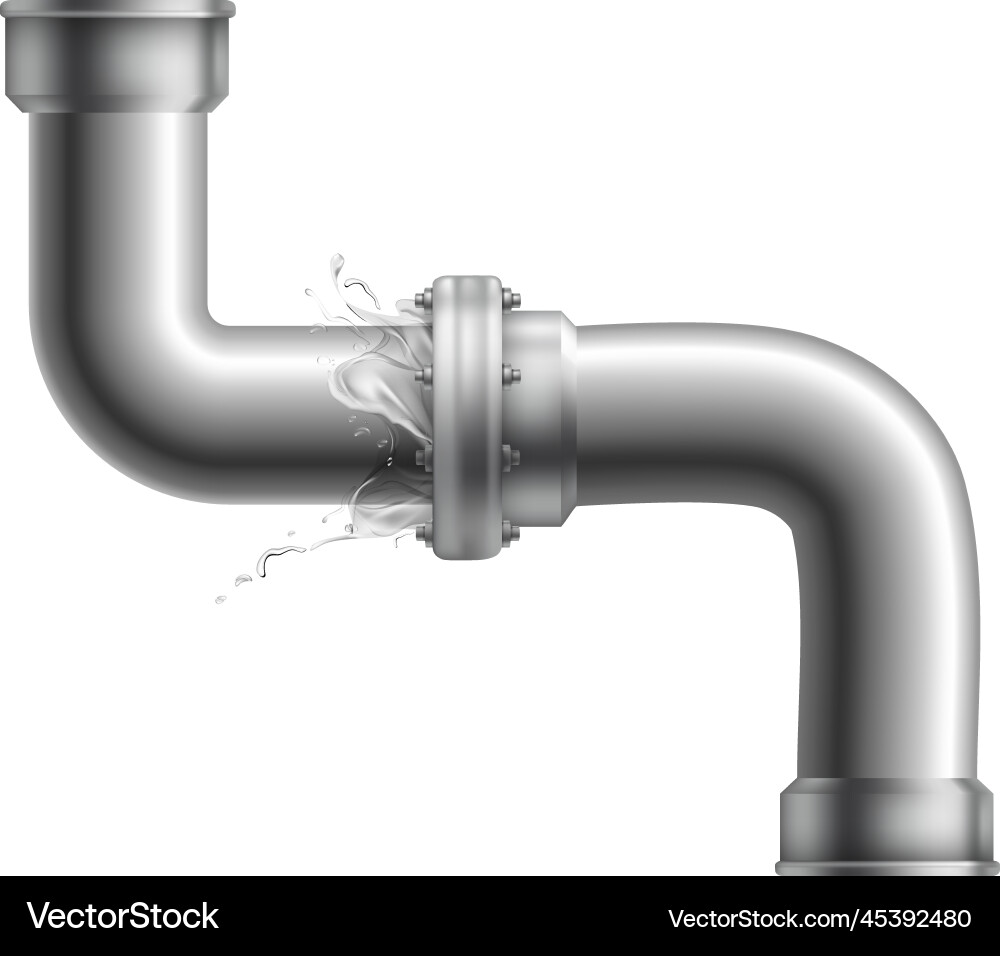 Metal pipeline element mockup realistic pipe Metal pipeline element mockup realistic pipe vector image