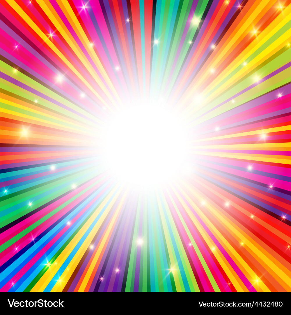Psychedelic Rainbow Rays Background Vector Image