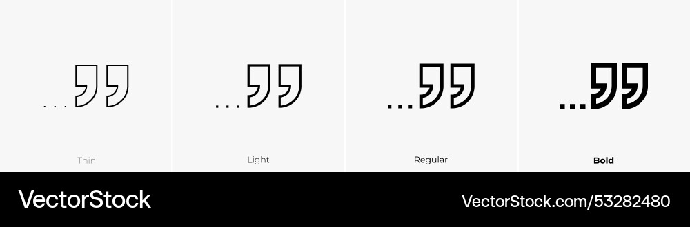 Quotation marks icon thin light regular and bold Quotation marks icon thin light regular and bold vector image