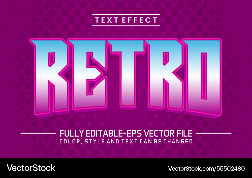 Retro text editable style effect vector image