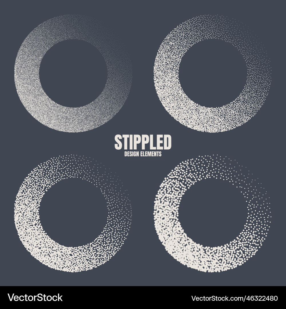 Round shaped dotted objects stipple elements Round shaped dotted objects stipple elements vector image