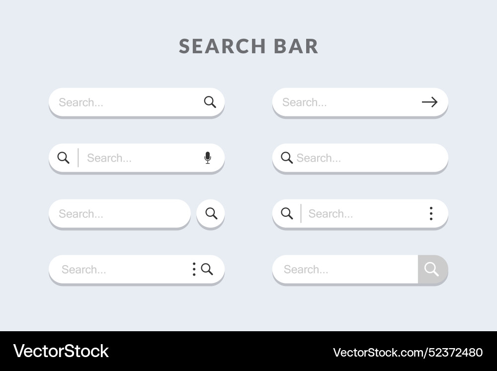 Search bar element design and set of search boxes Search bar element design and set of search boxes vector image