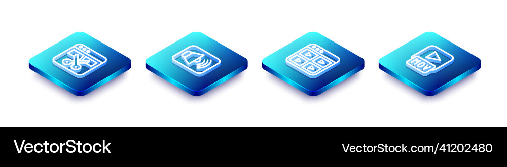 Set isometric line video recorder or editor Set isometric line video recorder or editor vector image