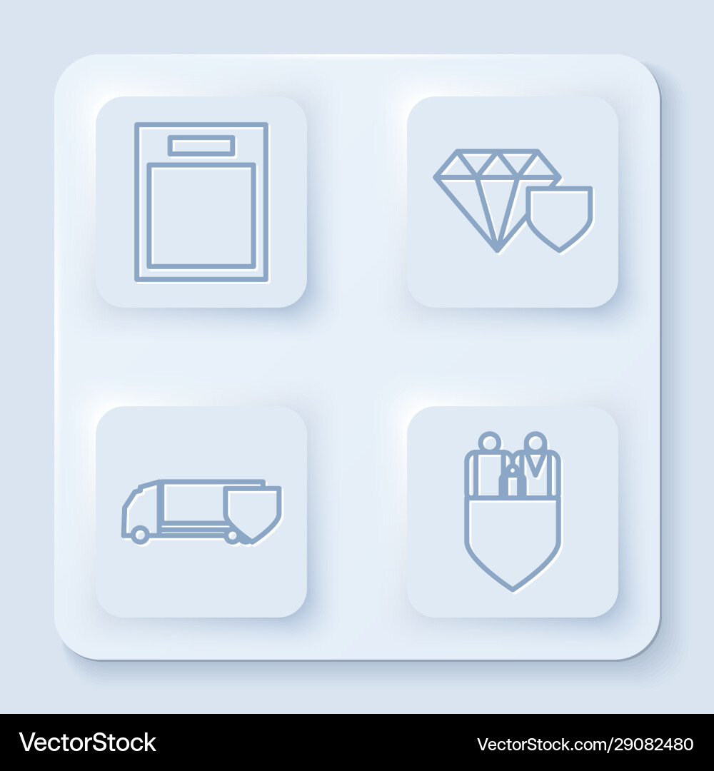Set line empty form diamond with shield delivery Set line empty form diamond with shield delivery Vector Image
