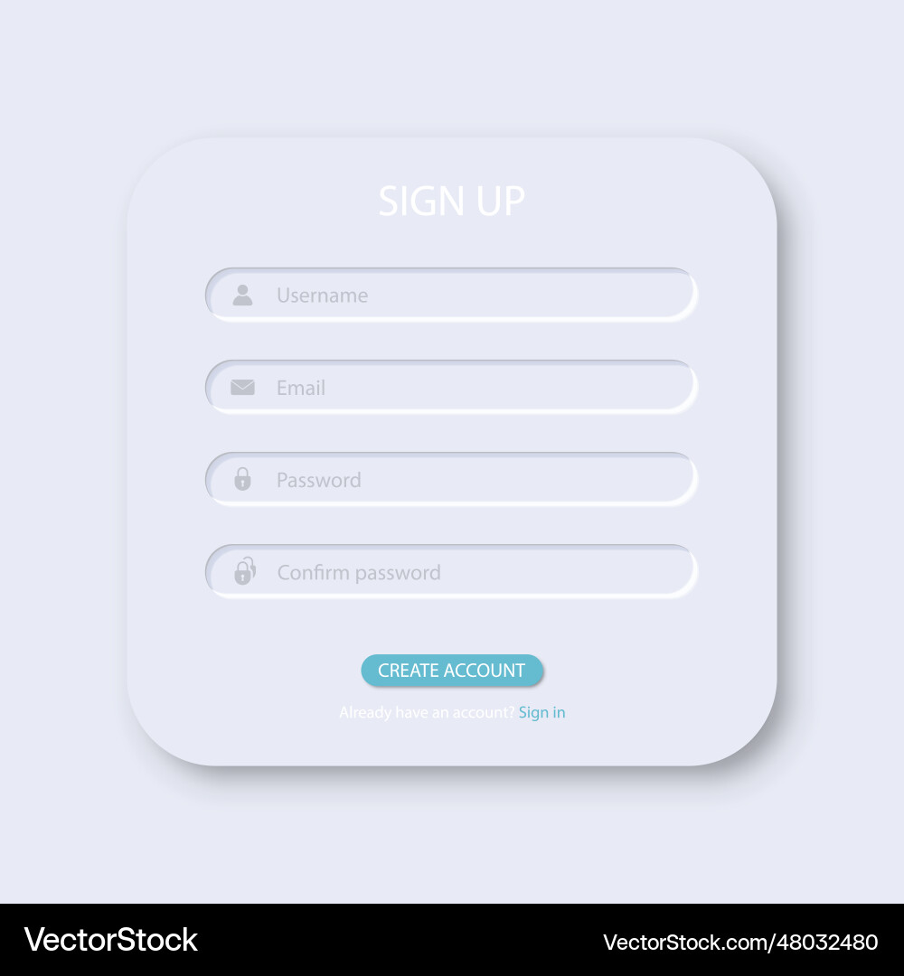 Sign up window box interface template Vector Image