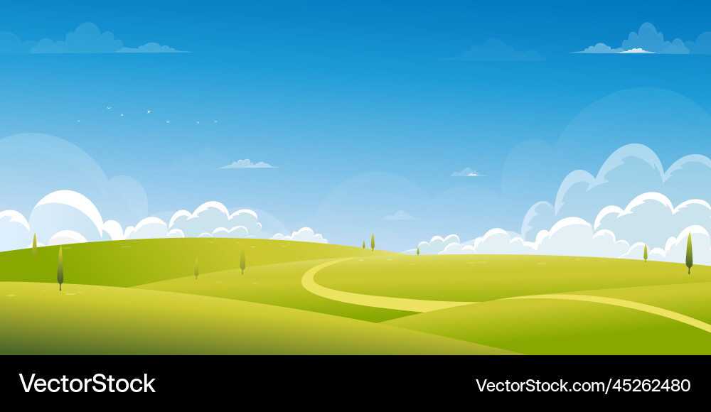 Spring background with green grass field Spring background with green grass field vector image