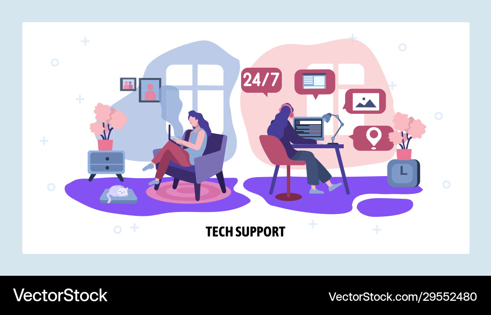 Tech customer support service online contact Vector Image