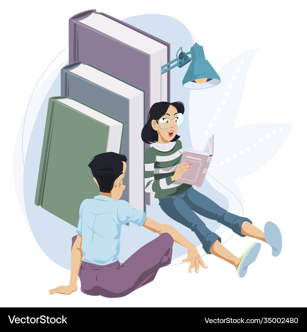 Time to read books woman reading picture concept Vector Image