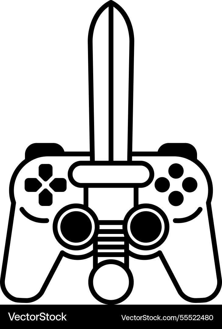 Video game controller with a sword on top Vector Image